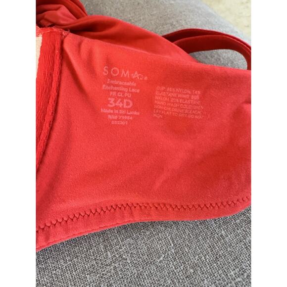 NWT Soma Embraceable Front Clasp Red Vamp Lace Push Up Bra Size 34D - Picture 7 of 7